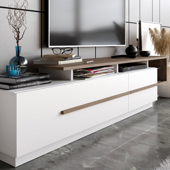 Hanah Home Pia Soporte para TV Nogal y Blanco Hanah Home Pia Soporte para TV Nogal y Blanco